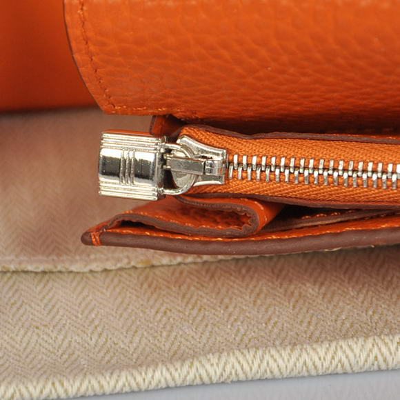 High Quality Hermes Kelly Wallet Togo Leather Bi-Fold Purse A708 Orange Fake - Click Image to Close